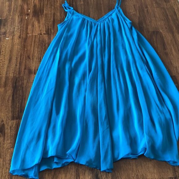 Express Caribbean Blue Beaded Trapeze Dress Formal Cocktail Bubble Gown Size XS - Picture 7 of 8